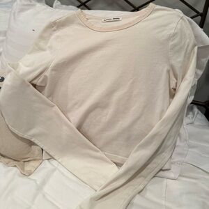 Reformation Cream Long Sleeve Tee crop top